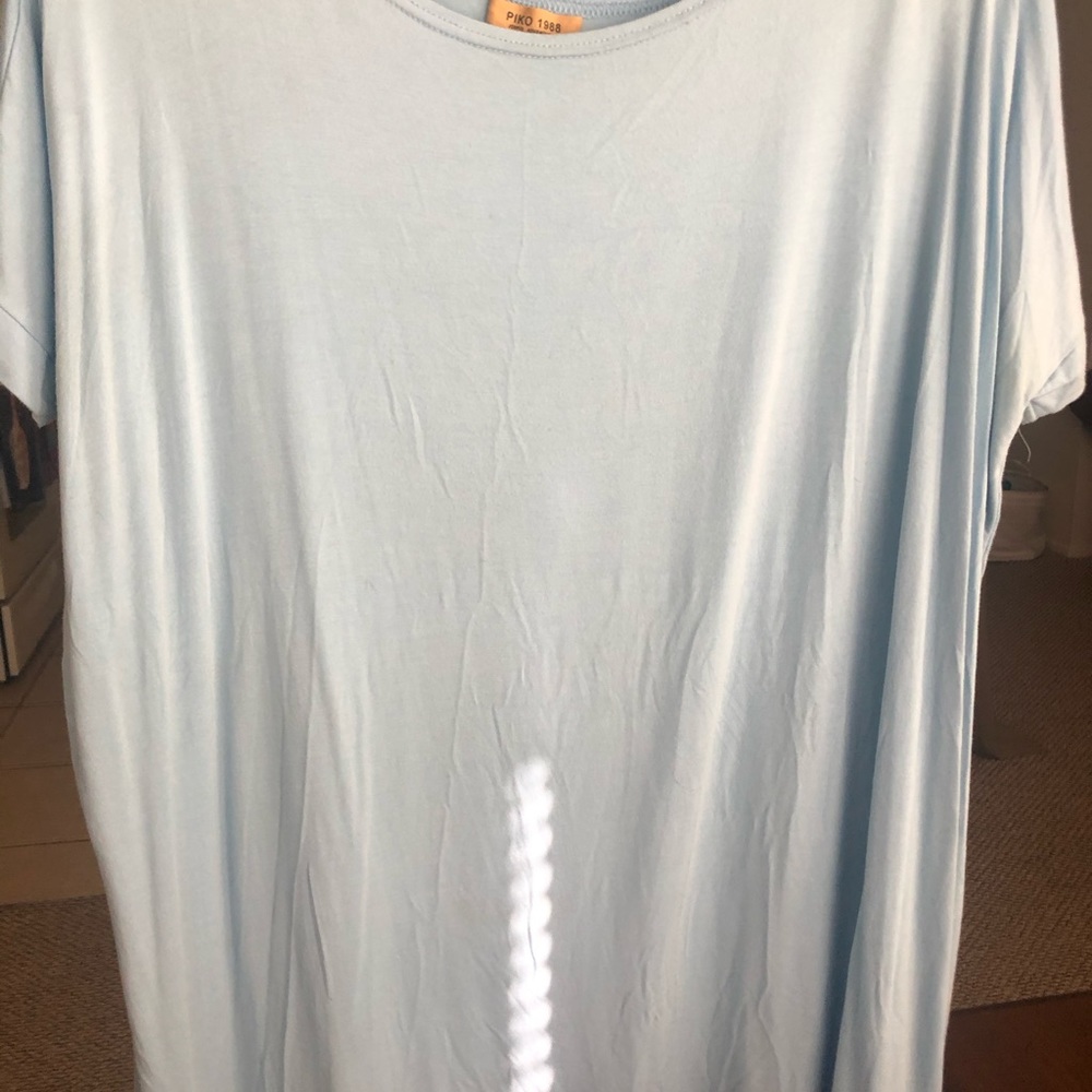 PIKO 1988 sky blue Boat Neck Bamboo tshirt